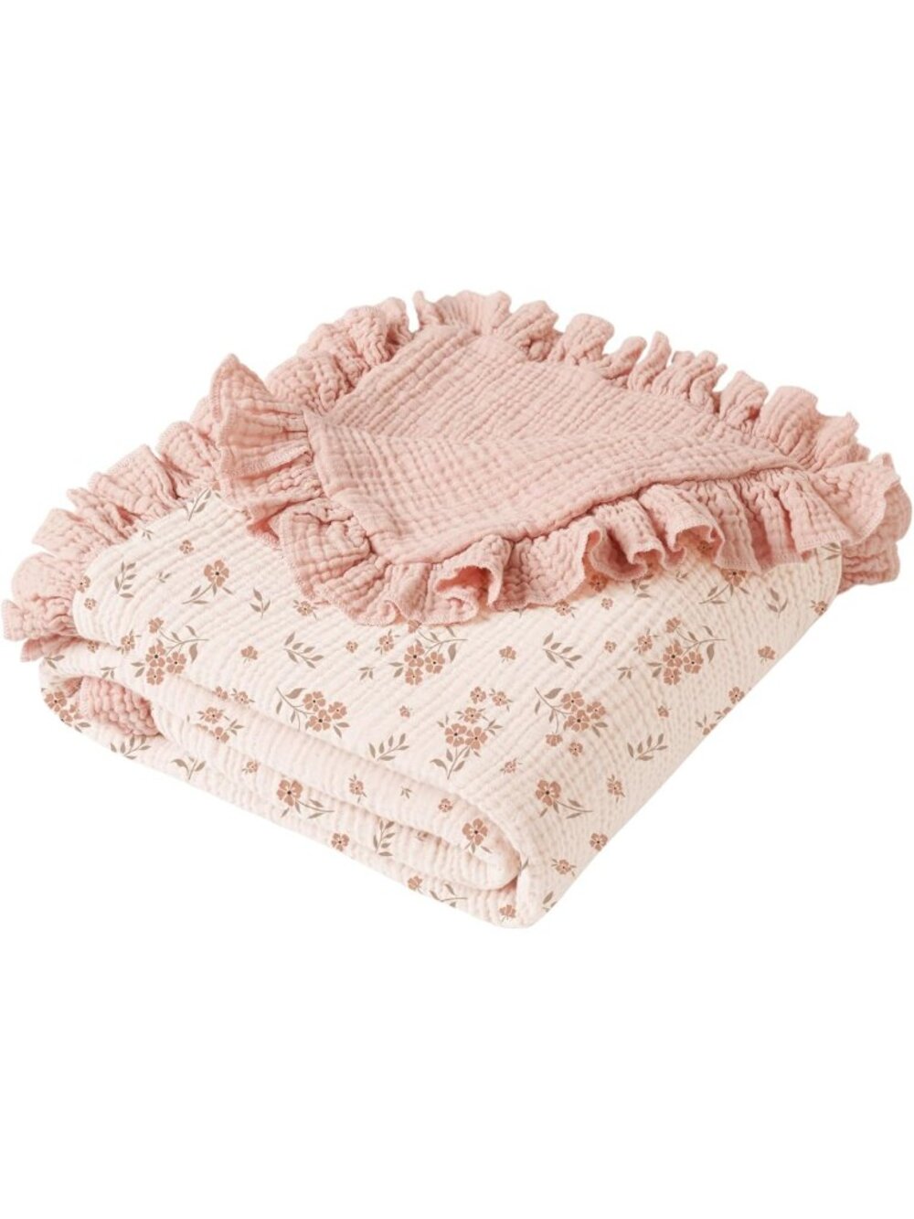 Soft Cotton Muslin Baby Blanket, Reversible Swaddle for Newborns & Toddlers